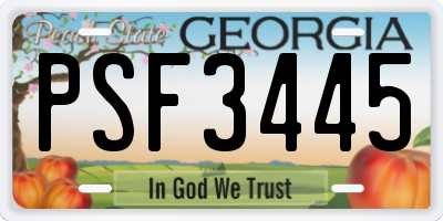 GA license plate PSF3445