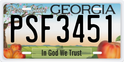 GA license plate PSF3451