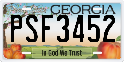GA license plate PSF3452
