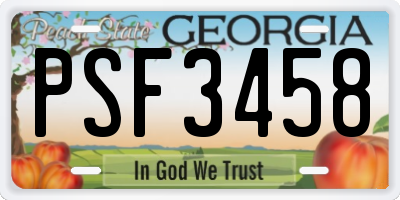 GA license plate PSF3458