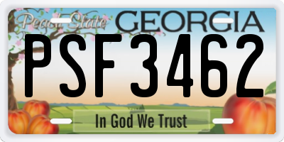 GA license plate PSF3462