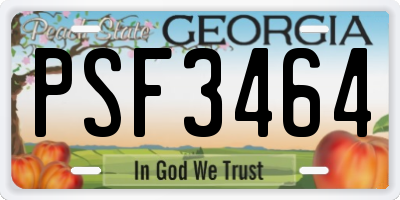 GA license plate PSF3464