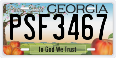 GA license plate PSF3467