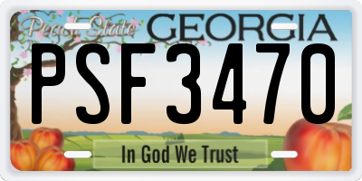 GA license plate PSF3470