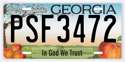 GA license plate PSF3472