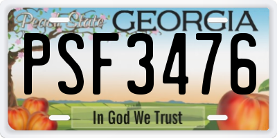 GA license plate PSF3476