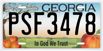 GA license plate PSF3478