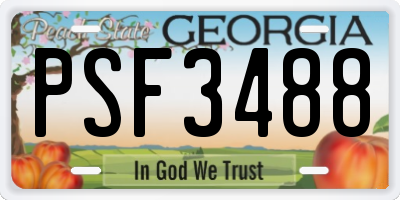 GA license plate PSF3488