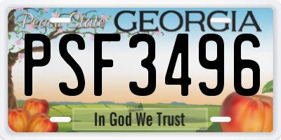 GA license plate PSF3496