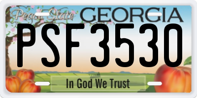 GA license plate PSF3530