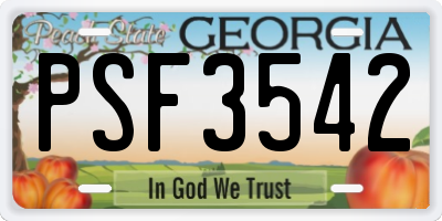 GA license plate PSF3542