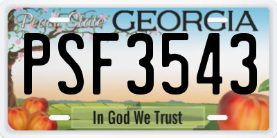 GA license plate PSF3543