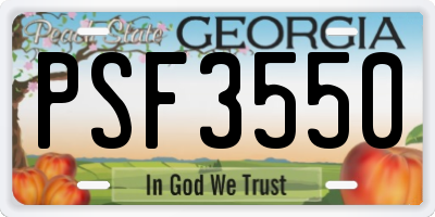 GA license plate PSF3550