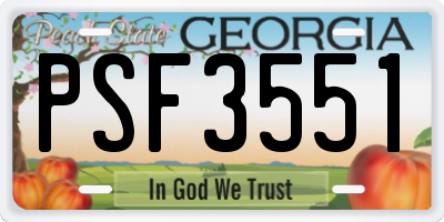 GA license plate PSF3551