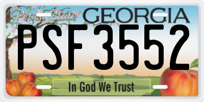 GA license plate PSF3552