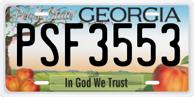 GA license plate PSF3553