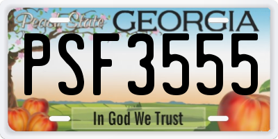 GA license plate PSF3555
