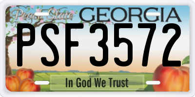 GA license plate PSF3572