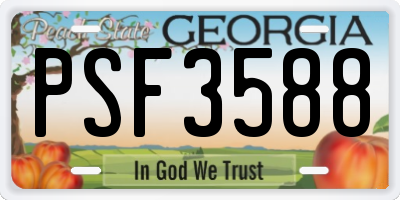 GA license plate PSF3588