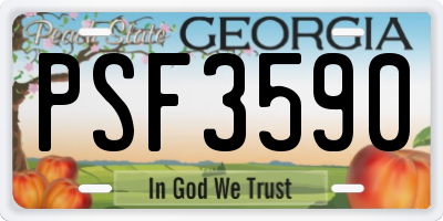 GA license plate PSF3590