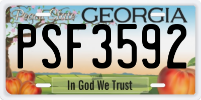 GA license plate PSF3592