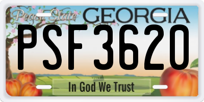 GA license plate PSF3620
