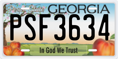 GA license plate PSF3634