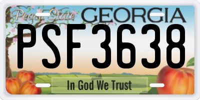 GA license plate PSF3638