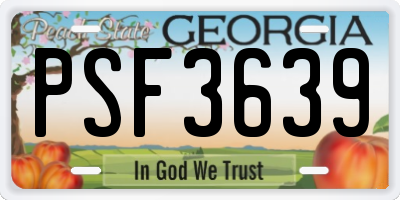 GA license plate PSF3639