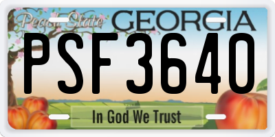 GA license plate PSF3640