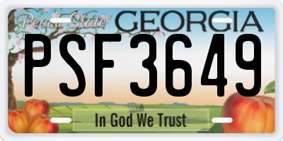 GA license plate PSF3649