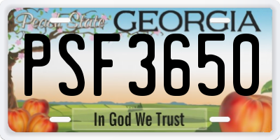GA license plate PSF3650