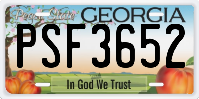 GA license plate PSF3652