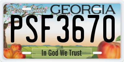 GA license plate PSF3670