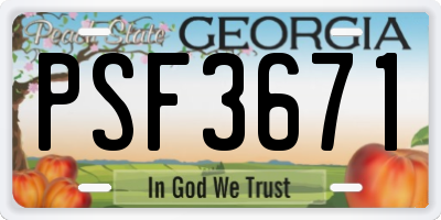GA license plate PSF3671