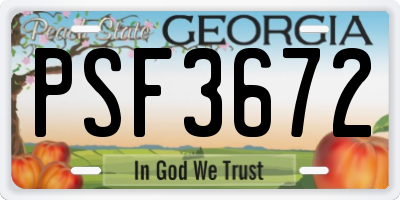 GA license plate PSF3672
