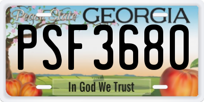 GA license plate PSF3680