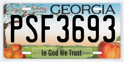 GA license plate PSF3693
