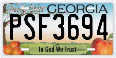 GA license plate PSF3694