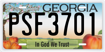 GA license plate PSF3701