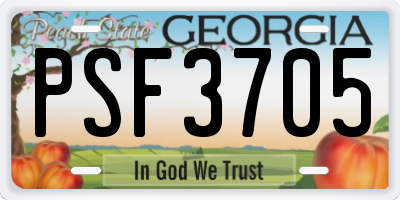 GA license plate PSF3705