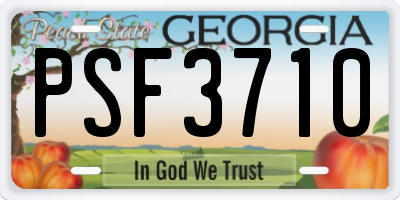 GA license plate PSF3710