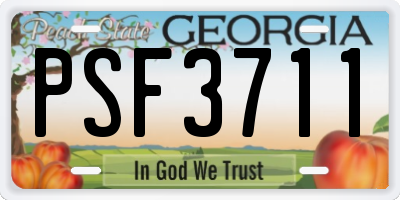 GA license plate PSF3711