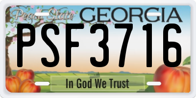 GA license plate PSF3716