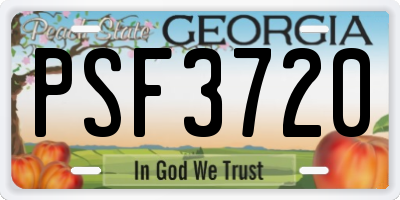GA license plate PSF3720