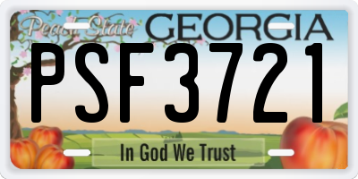 GA license plate PSF3721