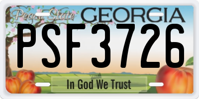 GA license plate PSF3726