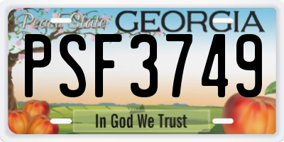 GA license plate PSF3749