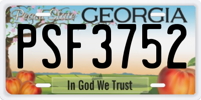 GA license plate PSF3752