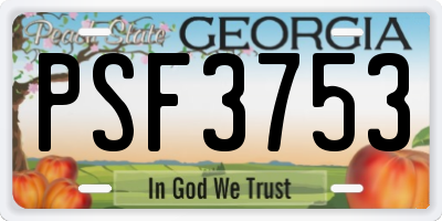 GA license plate PSF3753